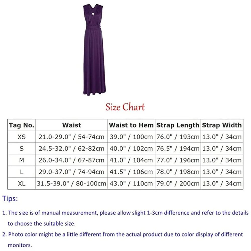 Multi-Wear Bridesmaid Wrap Dress Elastic Waist Versatile Convertible Maxi Gown S - Picture 8 of 8